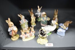 A collection of Ten Royal Albert and Beswick Beatrix Potter studies, to include; Flopsy Mopsy and