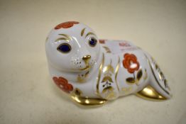 A Royal Crown Derby seal study having silver stopper.
