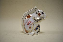 A Royal Crown Derby Squirrel Study having silver stopper.