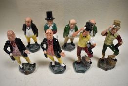 Eight Cooper Clayton figurines to include, Mr Pickwick, Mickawber and Sam Weller.