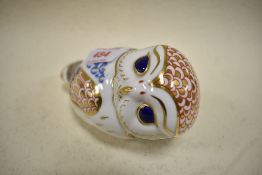 A Royal Crown Derby Owl study in the Imari pallet.