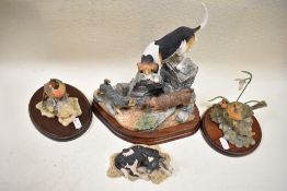 Four border Fine Arts studies to include Fellhound and Terriers, with certificate, Also Robin,