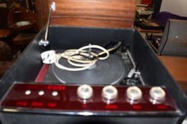 A vintage Dansette table top record play having Garrard 3000 deck