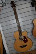 A Brunswick electro acoustic bass guitar, model TBJBA, with Stagg soft case