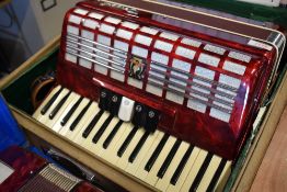 A Parrot piano accordion, with hard case