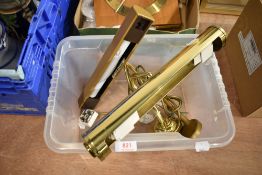 Two office style brass wall mounted lights