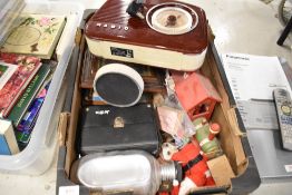 A selection of ornaments and a radio