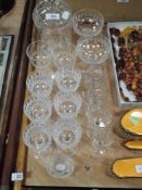 A selection of 20th century clear cut crystal glass wares including Tudor liquor glasses