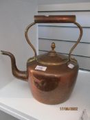 Edwardian large stove kettle and copper bodied samovar