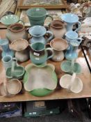 A selection of Art Deco and later water and milk jugs including Langley and Lovatts etc
