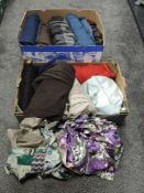 Two boxes of ladies retro and modern clothing.