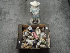 Late Victorian bisque figures and Staffordshire flatback including model house etc