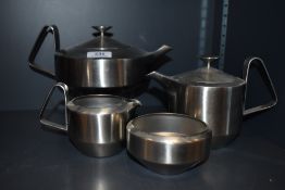 A mid century Old Hall stainless steel tea set