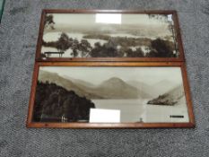 A pair of framed and glazed Railway Carriage Photographic Prints, 1950's Windermere & Bowness and