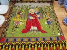 A 20th century wool work wall hanging depicting a fairy tale couple