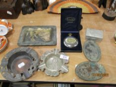A selection of 20th century Japanese Antimony dishes and ashtray