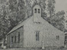 Alfred Wainwright (1907-1991) original pen and ink, entitled 'Milburn Church' signed lower right,