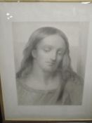 (19th century), an engraving, Jesus, 75 x 50cm, framed and glazed, 105 x 85cm, and three