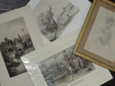 Olerano, (19th century), a pencil sketch, portrait, indistinctly signed, 20 x 14cm, mounted framed