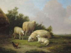 Eugene Verboeckhoven, (1798-1881), an oil painting, moutons dans un paysage, sheep in countryside,