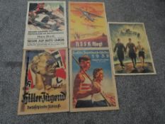 Five German Propoganda Posters including Athletics, NSFK, Auto Union etc