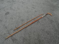 A Swagger Stick with white metal mount, Dorsetshire Regiment along with a Sword Stick, blade