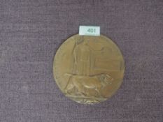 A WW1 Bronze Memorial Death Plaque to George Clarke