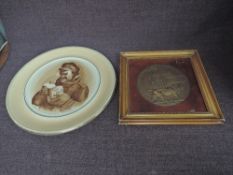 A WW2 Death Plaque to Percy Boden in glazed display frame along with a Grimwades Ceramic Plate Bruce