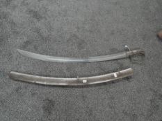 A British Light Cavalry Troopers Sword 1796 Pattern, cured blade 84cm length, stirrup hilt, metal