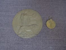 A WW1 Memorial Plaque to John Wilkinson and a WW1 Victory Medal to 851 PTE T.Beattie R Scots