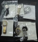 Five assorted wrist watches including Imado digital, Lorus, Timex etc and an Ingersoll pocket watch