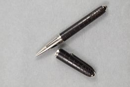 A Louis Cartier Rollerball, with Barrel of dark wood having Croc leather design, limited edition,