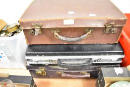 Three vintage suitcase or briefcase