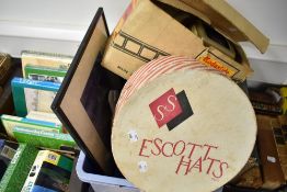 A selection of items including Escott hat box