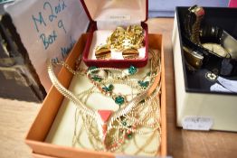 A selection of costume jewellery including choker, matching necklace and earrings and a selection of