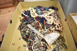 A tray of costume necklaces etc