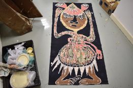 A 20th century African batik print on fabric of a tribal dancer