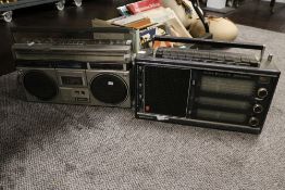 Two boom box cassette players