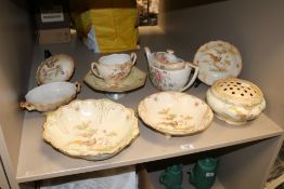 A selection of early 20th century Crown Ducal Avis ware ceramics including bowls, teapot and pot