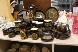 A good collection of mid century Denby Arabesque pattern dinner and tea wares including bowls,