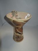 A Cornish mid century studio pottery footed bowl by R Thomson having mushroom design