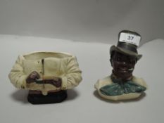 A Victorian Johann Maresch Austrian pottery figure lidded jar impressed mark JM 3326, having had