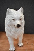 A large Italian ceramic Samoyed dog figure by Capodimonte