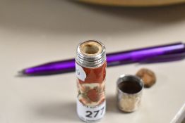 A Chinese porcelain snuff bottle with HM silver lid