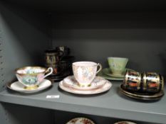 A selection of tea cup and saucers sets including Tuscan, Royal Albert and Roslyn