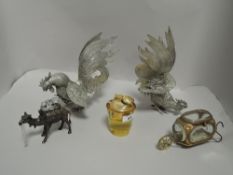 A pair of 20th century silver plated cockerels with Victorian faring and table lighters