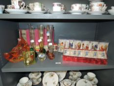 A selection of mid century retro glasses including Dema, Pyrex and Posy vases