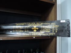 An interesting souvenir rowing boat oar hand painted for University college 1959