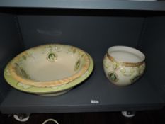 Late Victorian wash bowls one by Barkers and Kent and a similar Art Nouveau design