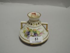 A fine Royal Worcester posy vase, decorated with flowers having Greek handles on four footed base